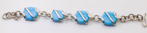 Designer Blue Glass and Faux Silver Bracelet - JD11182