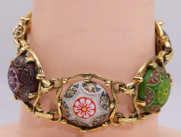 Vintage Signed Celebrity Chinese Floral Bracelet   - JD11183