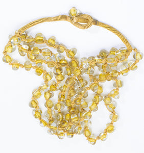Four Strand Citrine Glass Beaded Necklace - JD11177