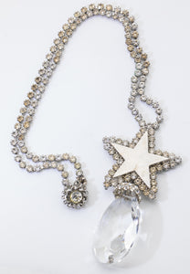 Signed Vintage DeLillo Star and Glass Pendant Necklace - JD11185