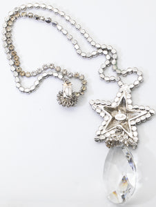 Signed Vintage DeLillo Star and Glass Pendant Necklace - JD11185