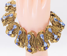 Load image into Gallery viewer, Heavy Goldtone and Blue Stone Bracelet  - JD11193