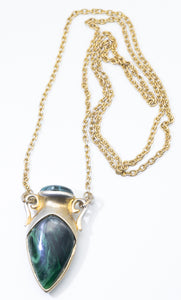 Malachite Amulet on Faux Gold Chain  - JD11173