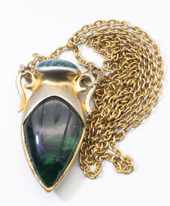 Malachite Amulet on Faux Gold Chain  - JD11173