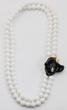 Load image into Gallery viewer, Signed K.J.L. for Avon Black Flower with White Beads Necklace  - JD11197