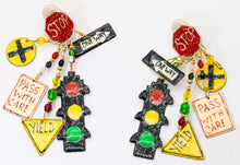 Load image into Gallery viewer, Vintage Lunch at the Ritz Signs Clip Earrings - JD11202