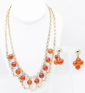 1950s Glass and Chain Necklace & Earring Set  - JD11215