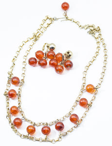 1950s Glass and Chain Necklace & Earring Set  - JD11215