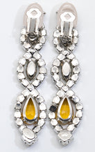 Load image into Gallery viewer, Signed Robert Sorrell One-Of-A-Kind Drop Rhinestone Clip Earrings - JD11210