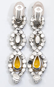 Signed Robert Sorrell One-Of-A-Kind Drop Rhinestone Clip Earrings - JD11210