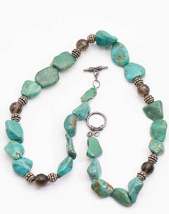 Vintage Turquoise and Sterling Silver Necklace  - JD11122