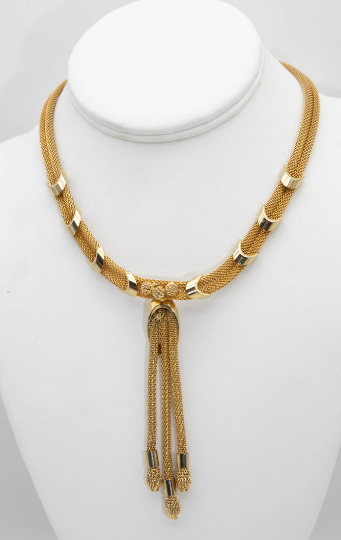 Vintage Signed Alice Caviness Faux Gold Necklace - JD10843
