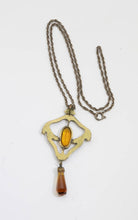 Load image into Gallery viewer, Vintage Deco Topaz Brass Medallion Necklace  - JD10956