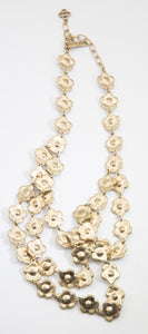 Vintage Signed Oscar De La Renta White Pansy and coral flower necklace - JD10723