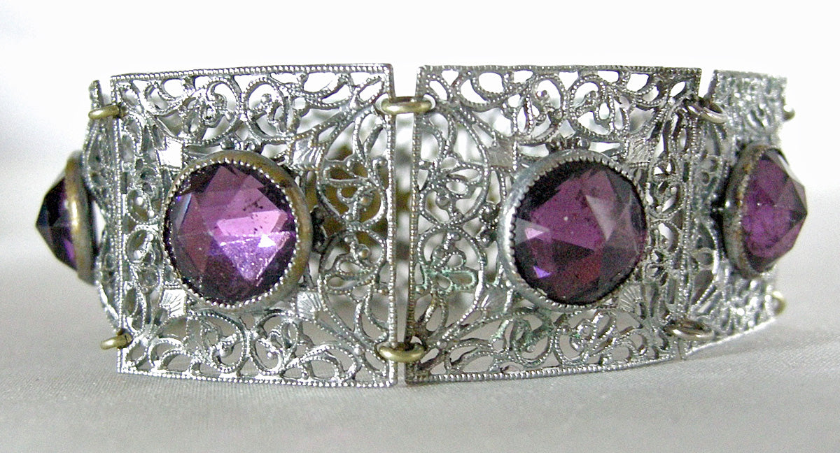 Vintage Sterling cheapest & Amethyst Bracelet and Brooch Set