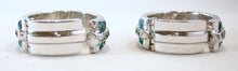 Load image into Gallery viewer, Vintage Clear &amp; Aquamarine Crystals Hoop Earrings