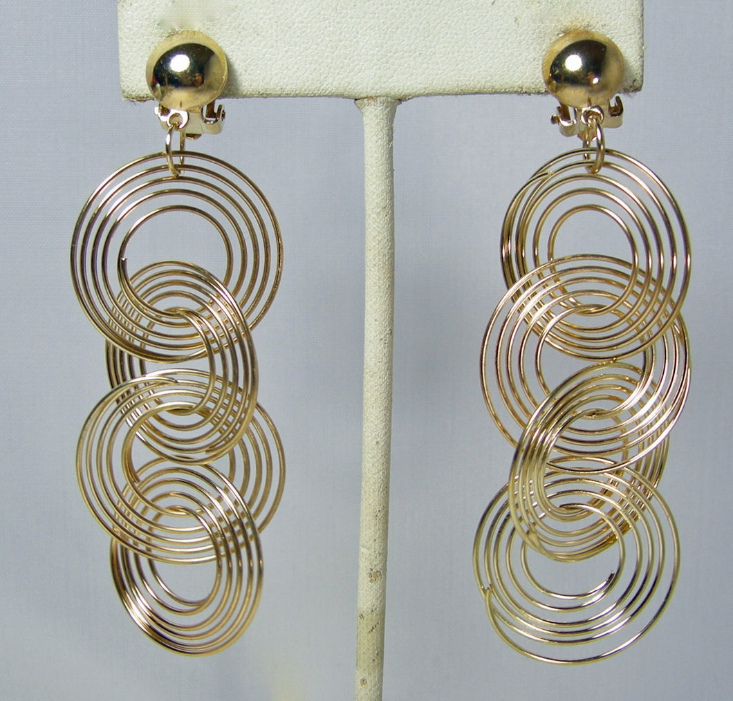 Vintage Long Dangling Wired Circle Earrings  - JD10353