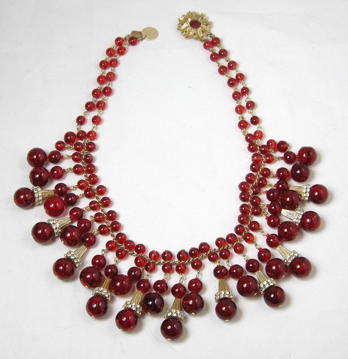 Fierce Red top coral Necklace, Red Czech glass, Red necklace