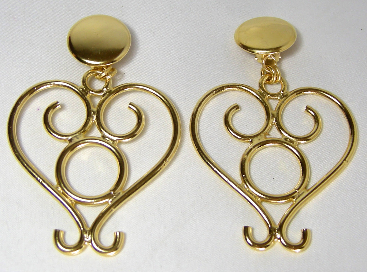 Huge Vintage Signed “Premier Etage Paris” Heart Earrings - JD10329