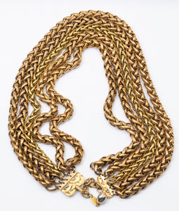 Vintage signed Chanel 1988 5 Rows Chain Necklace   - JD11266