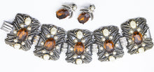 Load image into Gallery viewer, Big Dramatic Multi-Metal Pearl and Faux Citrine Bracelet and Earring Set - JD11311