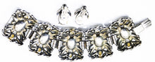 Load image into Gallery viewer, Big Dramatic Multi-Metal Pearl and Faux Citrine Bracelet and Earring Set - JD11311