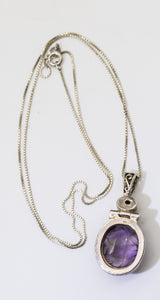 Vintage Sterling Silver Amethyst Scarab with Real Amethyst Stones  - JD11305