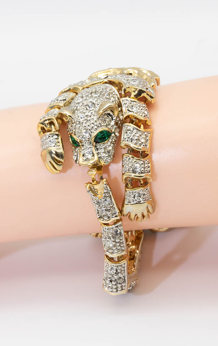 Vintage Articulated buy Rhinestone Panther Cat Statement Bracelet