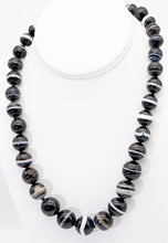 Load image into Gallery viewer, Vintage Black &amp; White Banded Agate Necklace - JD11245 - SOLD OUT