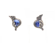 Load image into Gallery viewer, Vintage Mexican Sterling Silver and Blue Glass Stone Earrings  - JD11086