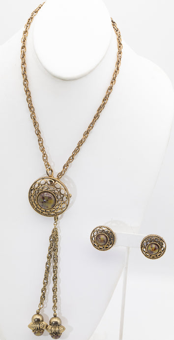 Vintage Signed Celebrity Necklace & Earrings Set - JD11242