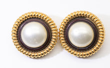 Load image into Gallery viewer, Signed Vintage Chanel Pearl Clamp Earrings  - JD11255