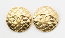 Load image into Gallery viewer, Signed Vintage Chanel Double C Quilted Clamp Earrings   - JD11254