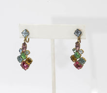 Load image into Gallery viewer, Vintage Signed Czech Multi Colored Stone Earrings  - JD11063