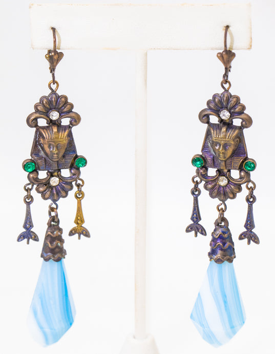 Vintage Czechoslovakian Long Drop Earrings   - JD11267