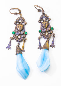 Vintage Czechoslovakian Long Drop Earrings   - JD11267