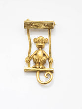 Load image into Gallery viewer, Vintage Signed Danecraft Gold Tone Monkey &amp; Swing Brooch  - JD11047