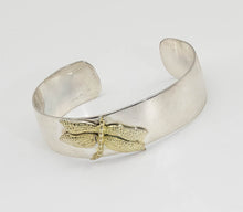Load image into Gallery viewer, Vintage Sterling Silver Gold Washed Dragonfly Cuff Bracelet  - JD11049