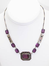 Load image into Gallery viewer, Vintage Edwardian Sterling Silver Amethyst Necklace - JD11142
