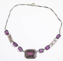Load image into Gallery viewer, Vintage Edwardian Sterling Silver Amethyst Necklace - JD11142