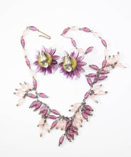 Load image into Gallery viewer, Vintage Pale Pink Amethyst Glass Necklace and Earrings Set - JD11078