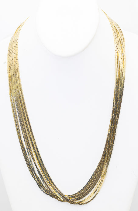 Vintage Faux Gold 10 Strand Necklace  - JD11290