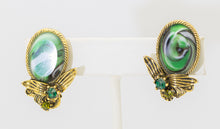 Load image into Gallery viewer, Vintage Green Glass Clip-On Earrings - JD11289