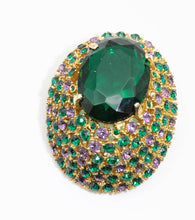 Load image into Gallery viewer, Vintage Unsigned Lavender and Green Dome Rhinestone Pin  - JD11070