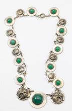 Load image into Gallery viewer, Vintage Faux Silver Necklace with Green Stones  - JD11288