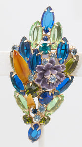 Vintage Signed Hattie Carnegie Multi-colored Rhinestone Brooch - JD11284