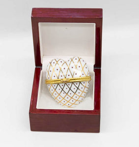 Vintage Ring Glass Heart Shaped Trinket Box - JD11098