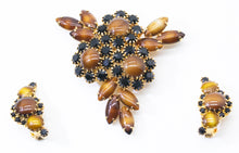 Load image into Gallery viewer, Vintage Highly Collectible Hobé Pin and Earring Set   - JD11271