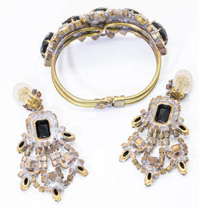 Vintage Husar D. Earring and Clamper Bracelet Set  - JD11274