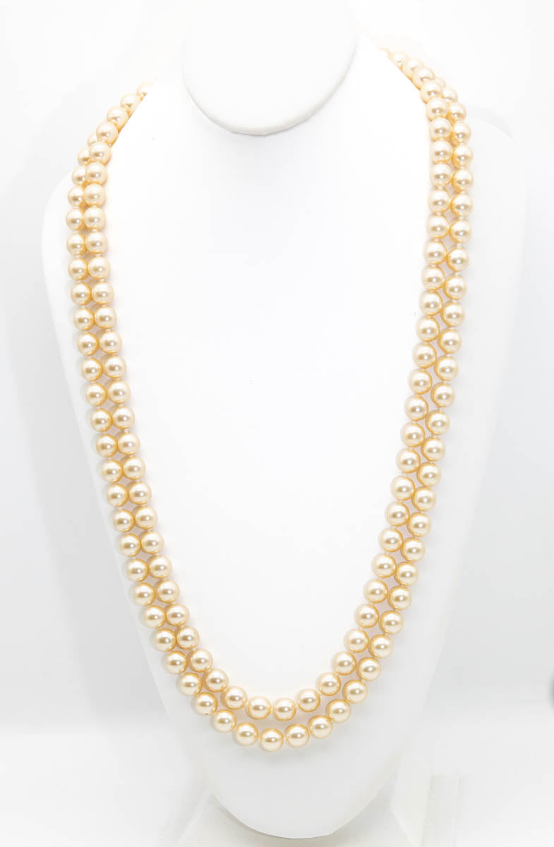 Vintage Signed Joan Rivers Double Long Strand Pearl Necklace  - JD11069